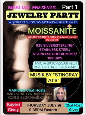 JEWELRY PARTY/ MOISSANITE/925 SILVER/STERLING/GEMS/STAINLESS MIX/ GIVEYS/MUSIK